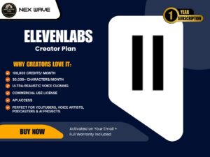 ElevenLabs Creator Plan – 1 Year Subscription