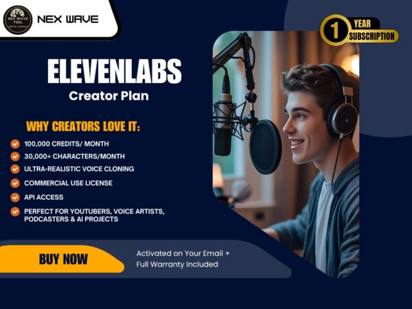 ElevenLabs Creator Plan – 1 Year Subscription